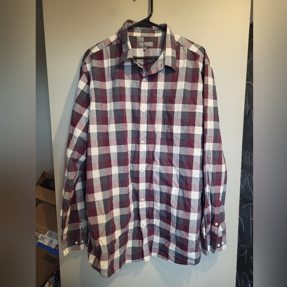 Denver Hayes Burgundy and White Plaid Shirt, Size 2XL - Picture 1 of 4